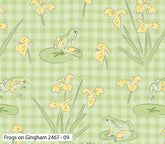 Lily Pad By Debbie Shore Fabric by the Half Metre - Frogs on Gingham 100% Cotton